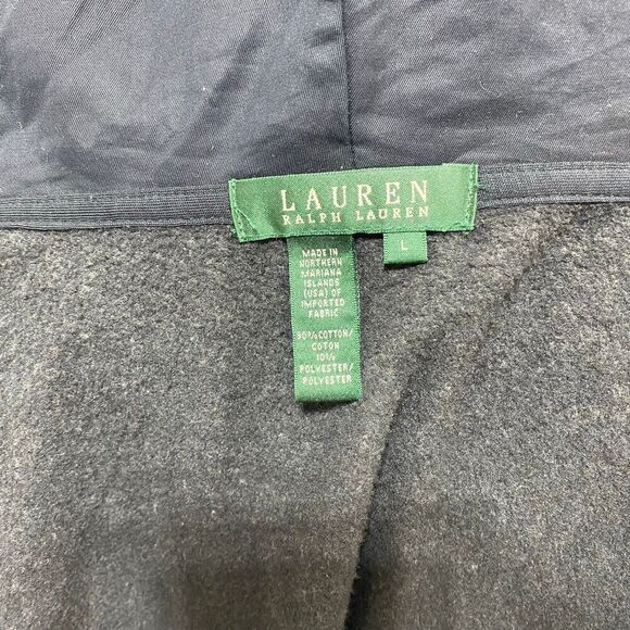 Lauren Ralph Lauren Gray Snap Front Cardigan Sweater Jacket Mock Neck Size Large - Picture 8 of 8